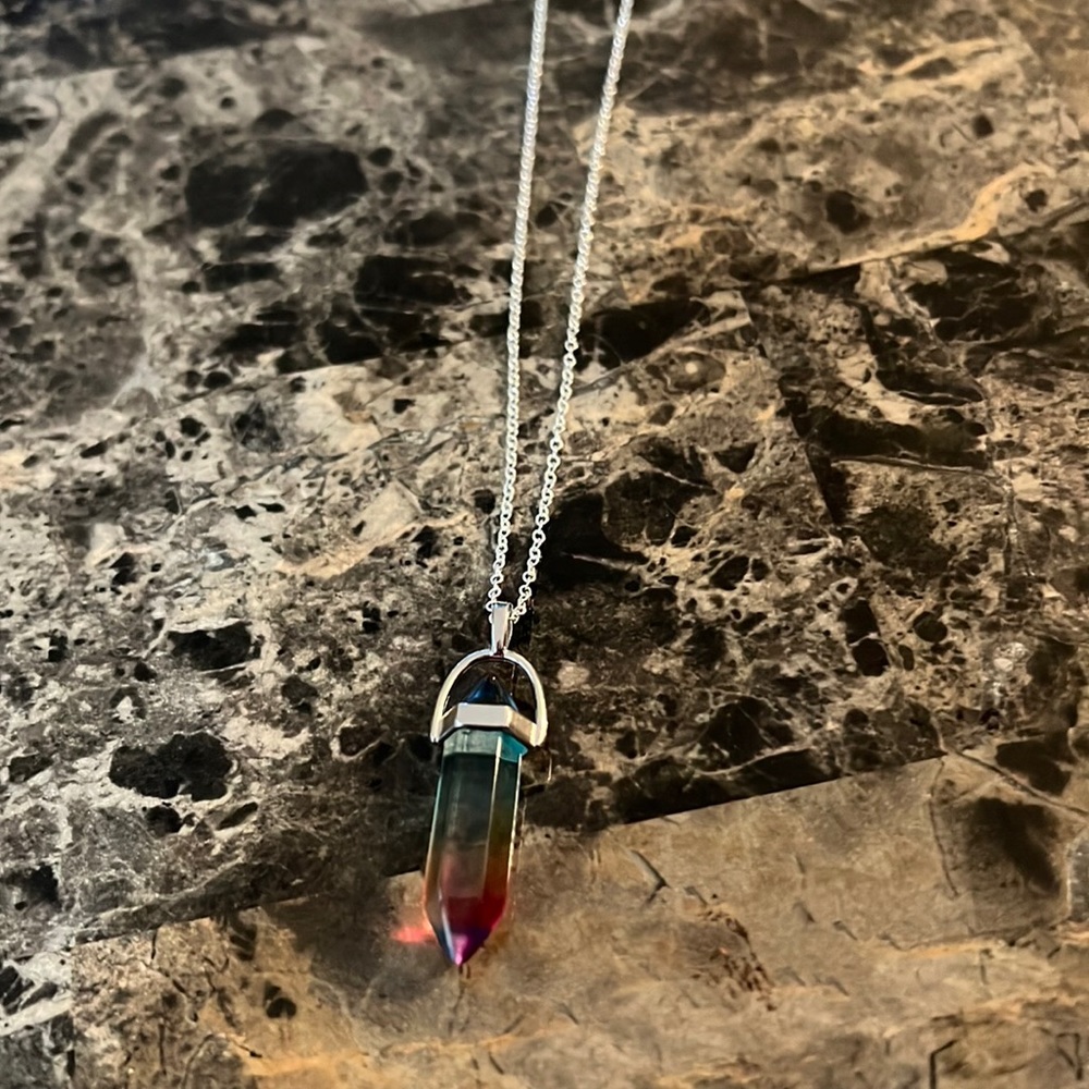 Handmade Hexagon Natural Stone Crystal Necklace
